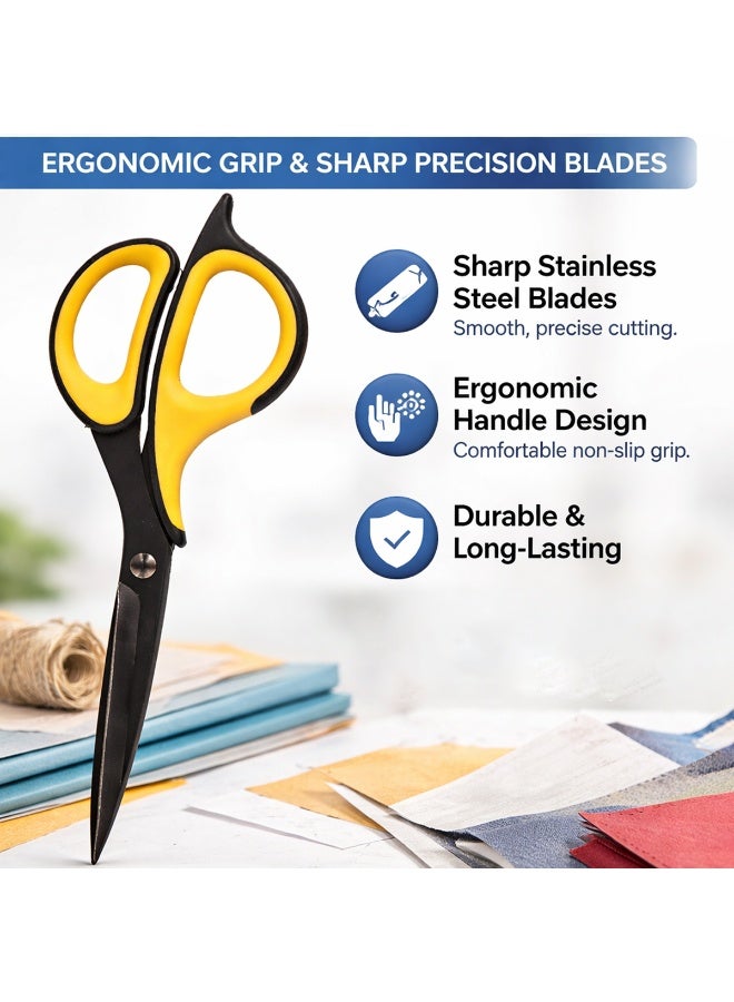 Deli Multi-Purpose Stainless Steel Scissors, 184mm Ergonomic Non-Slip Handle, Rust-Resistant Sharp Blades for Paper, Fabric, Leather & Craft Use - 6027 - Image 5